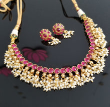 Load image into Gallery viewer, Reserved For Mahalakshmi And Sirisri08 Traditional South Indian Style Necklace Set 1718