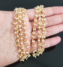 Load image into Gallery viewer, Reserved for Keerthika Parvathaneni Hard Gold Plated Hair Chain Set With Pearls