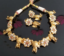 Load image into Gallery viewer, Reserved For Sowjanya Antique Temple Necklace With Gold Finish
