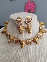 Load image into Gallery viewer, Reserved For Sowjanya Antique Temple Necklace With Gold Finish