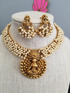 Reserved For Sneha Antique Pearl Necklace With Gold Plating 7079