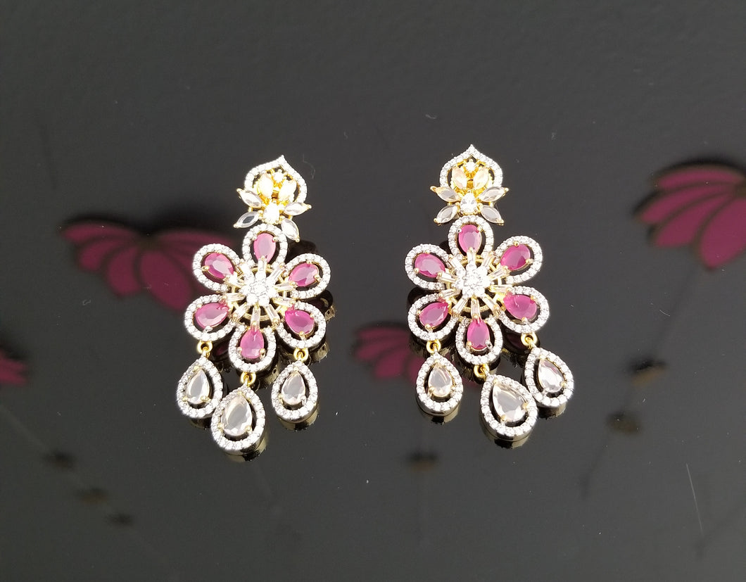 Reserved For Seeta CZ Classic Earring With 2 Tone Plating 1726