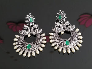 Indo Western Chand Earring With Oxidised Plating horserg