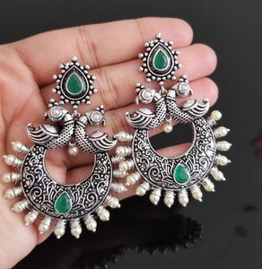 Indo Western Chand Earring With Oxidised Plating horserg