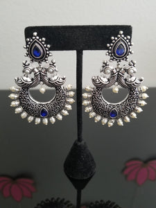 Indo Western Chand Earring With Oxidised Plating horserbl