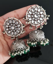 Load image into Gallery viewer, Indo Western Jhumkis With Black Plating T22