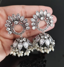 Load image into Gallery viewer, Sowji Indo Western Jhumkis With Oxidised Plating U27