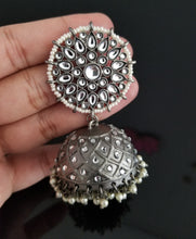 Load image into Gallery viewer, Indo Western Big Jhumkis With Black Plating cd14