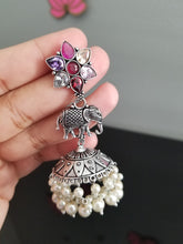 Load image into Gallery viewer, Indo Western Jhumkis With Oxidised Plating