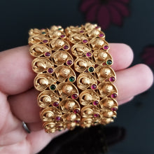 Load image into Gallery viewer, Antique Peacock Bangles With Matte Gold Plating bg5