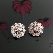 Load image into Gallery viewer, AD Flower Studs With Rose GoldFinish