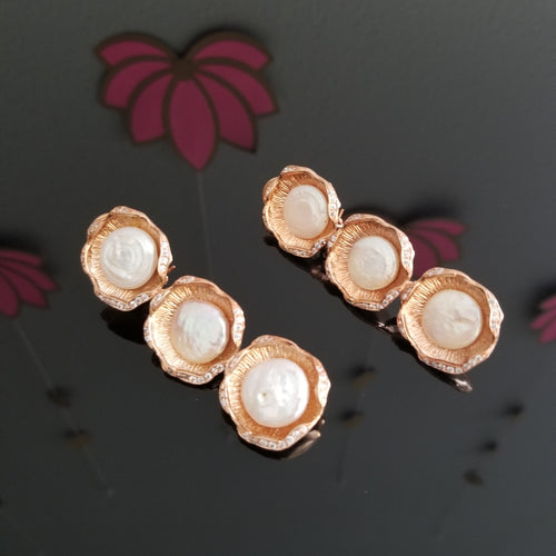 Rose Gold Finish Baroque Pearl Hangings