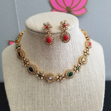 Load image into Gallery viewer, Reserved For Vineetha Potu Flower Design Matte Finish Necklace Set
