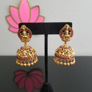 Antique Jhumkis With Matte Gold Plating hg107