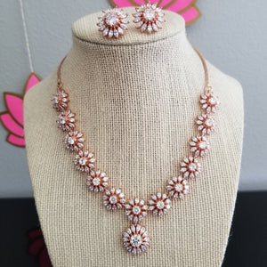 Cz Classic Necklace With Rose Gold Plating jk121