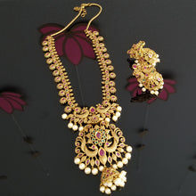 Load image into Gallery viewer, Reserved For Sneha Meenakshi Antique South Indian Necklace With Matte Gold Plating 1727