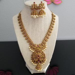 Reserved For Girija Pakala And Shashi B6 Antique South Indian Necklace With Matte Gold Plating 1727