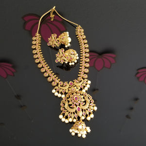 Reserved For Girija Pakala And Shashi B6 Antique South Indian Necklace With Matte Gold Plating 1727