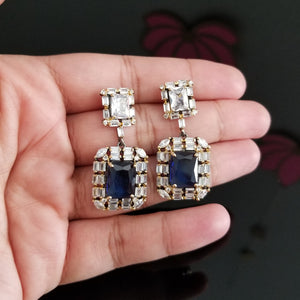 Dual Finish American Diamond Earrings
