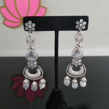 Load image into Gallery viewer, Long American Diamond Earrings With Victorian Finish 22106
