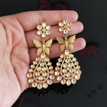 Load image into Gallery viewer, Anu Ch Fusion Style Butterfly Kundan Earrings 22123 Box1
