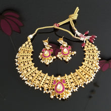 Load image into Gallery viewer, Hard Gold Plated Kundan Necklace Set 1725