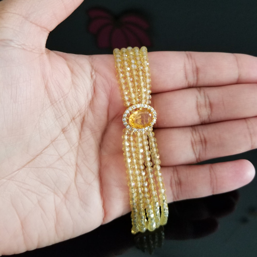 American Diamond Charm Bracelet With Crystal Beads 22109