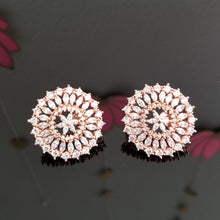 Load image into Gallery viewer, American Diamond Flower Style Studs With Rosegold Finish