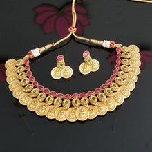 Load image into Gallery viewer, Antique Temple Necklace With Matte Gold Plating 1717