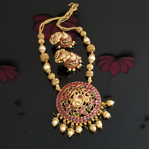 Reserved For NAgini M Antique Peacock Pendant Set With Matte Gold Plating 1127