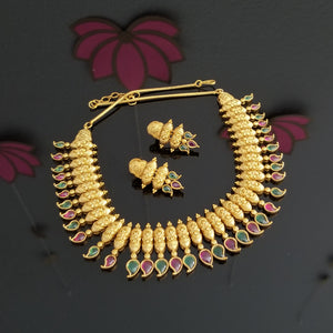 Antique South Indian Necklace With Matte Gold Plating 1125