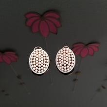 Load image into Gallery viewer, AD Pearl Studs With Rose Gold Finish s172