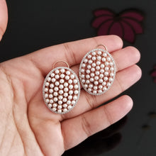 Load image into Gallery viewer, AD Pearl Studs With Rose Gold Finish s172