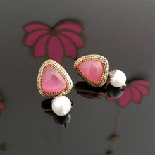 Load image into Gallery viewer, Reserved For Delicia Nixon Dual Finish Pearl Drop Earrings 1705
