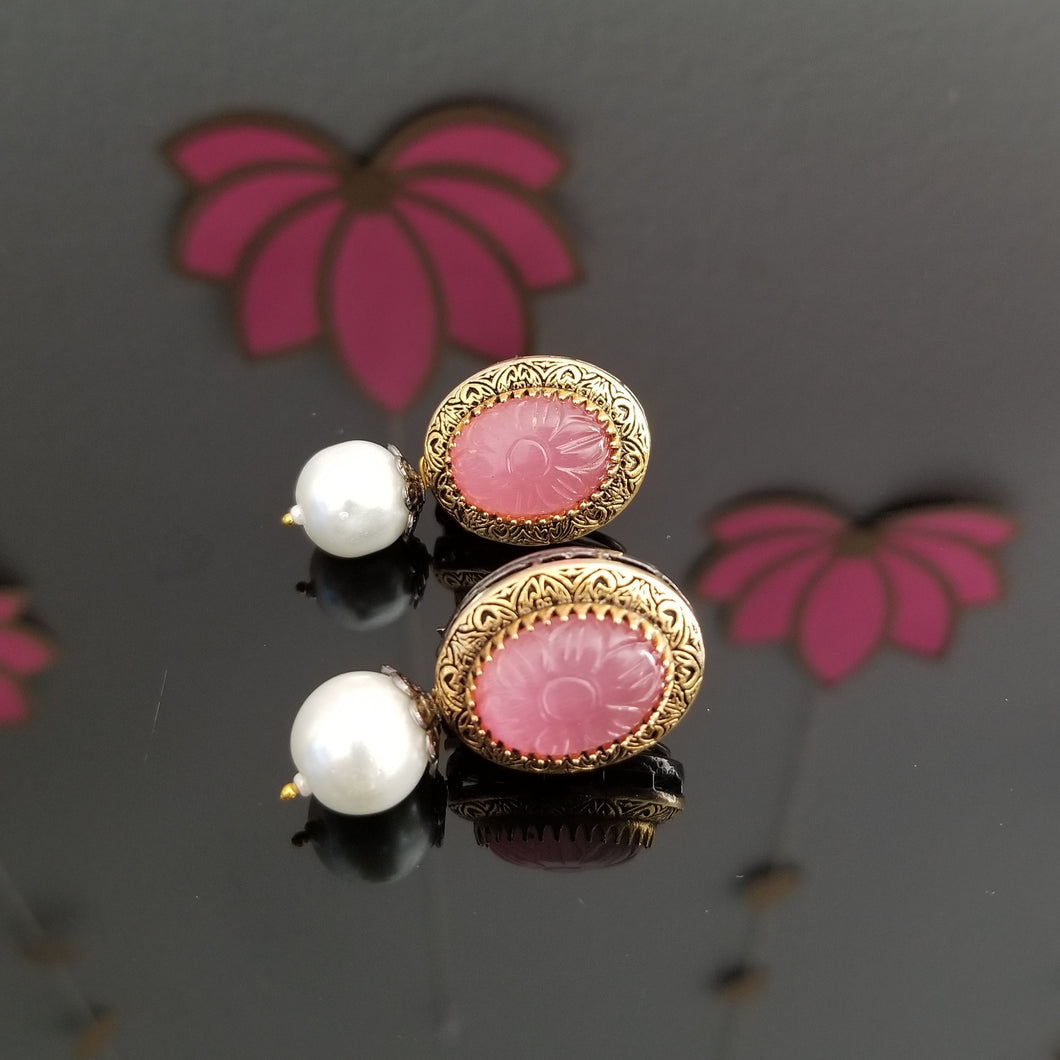 Dual Finish Pearl Drop Earrings 1706