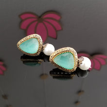 Load image into Gallery viewer, Reserved For Sanjana Aleti Dual Finish Pearl Drop Earrings 1705