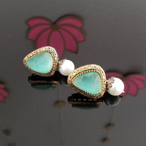 Reserved For Sanjana Aleti Dual Finish Pearl Drop Earrings 1705