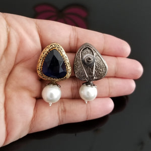 Dual Finish Pearl Drop Earrings 1705