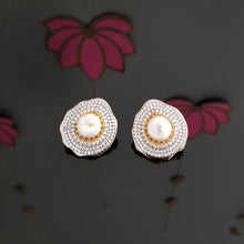 Load image into Gallery viewer, Baroque Pearl American Diamond Statement Studs1 1129