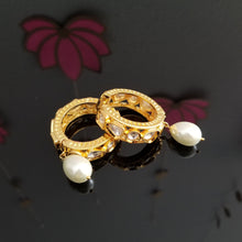 Load image into Gallery viewer, Kundan Hoop Earrings With Gold Finish 1132