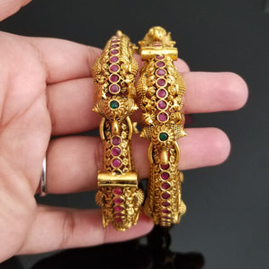 Antique Openable Bangles With Matte Gold Plating