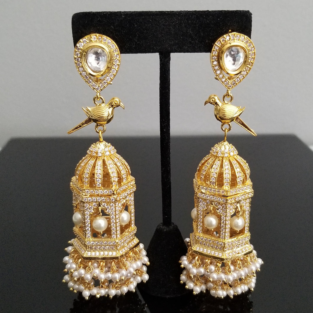Designer American Diamond Bird Cage Earrings 1730