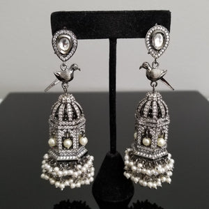 Reserved For Sneha Meenakshi Designer American Diamond Bird Cage Earrings 1730