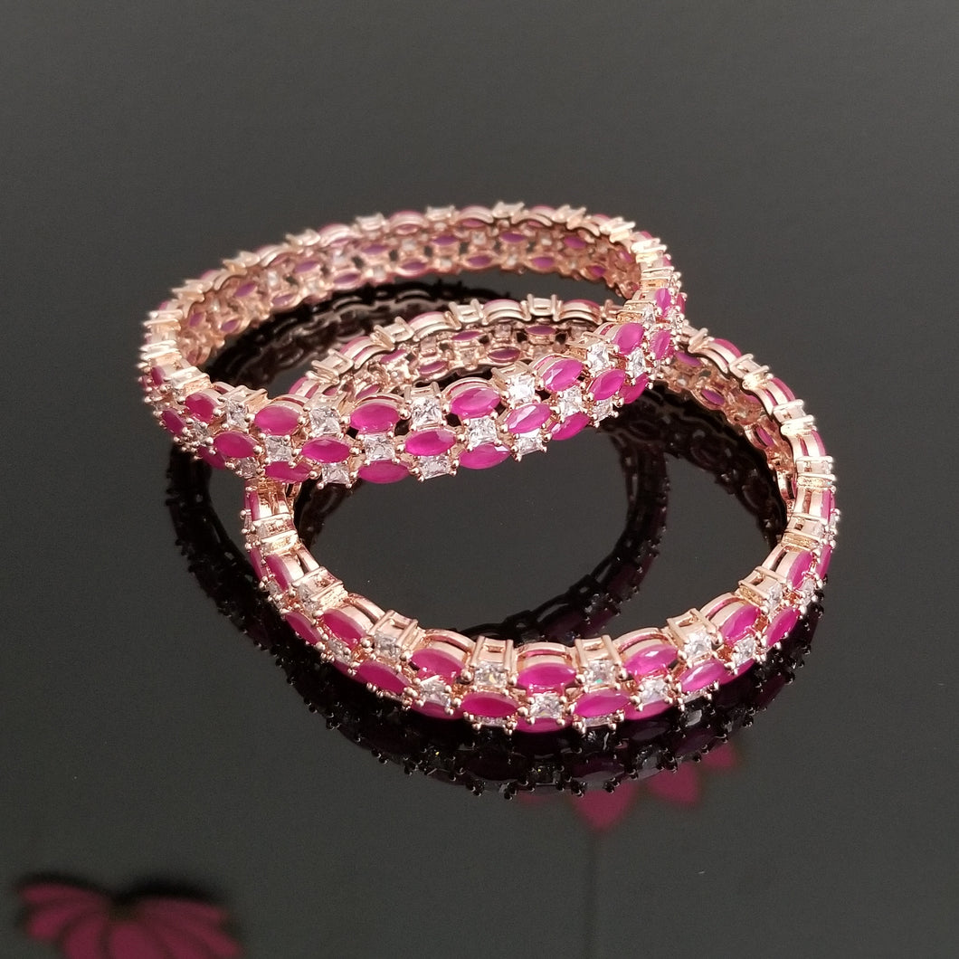 Reserved For Rohini Ranjith Cz Classic Bangles With Rose Gold Plating 1729