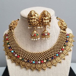 Traditional Kaasu Necklace Set With Gold Finish BT8