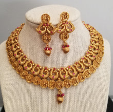 Load image into Gallery viewer, South Indian Traditional Ram Parivar Peacock Necklace Set With Matte Gold Finish JT17