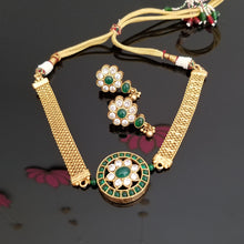 Load image into Gallery viewer, South Indian Choker Set With Matte Gold Plating JT18