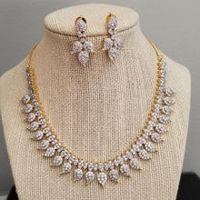 Load image into Gallery viewer, American Diamond Mango Design Necklace Set With Dual Polish JT12