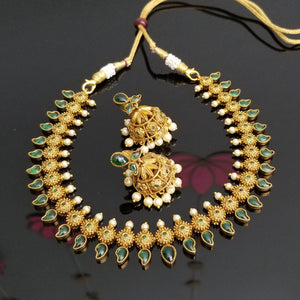 Reserved For Sowjanya South Indian Style Necklace Set With Gold Finish Ad41