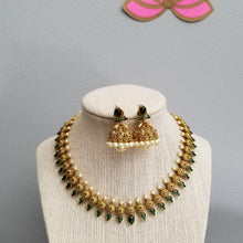 Load image into Gallery viewer, Reserved For Sowjanya South Indian Style Necklace Set With Gold Finish Ad41